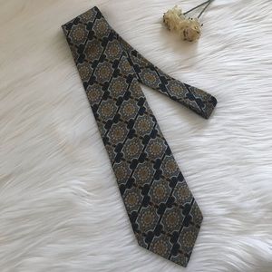 Vintage Valentino Neck Tie Silk Navy Blue & Gold